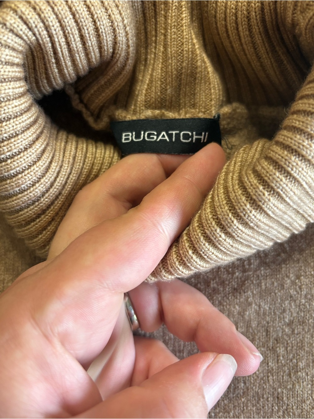 Bugatchi Merino Wool Camel Turtleneck Sweater Preppy Old Money Quiet Luxury - Picture 4 of 7